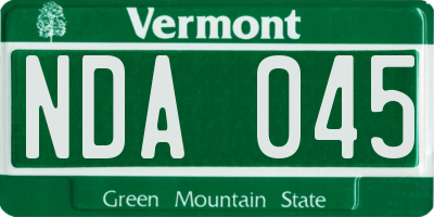 VT license plate NDA045