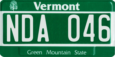 VT license plate NDA046