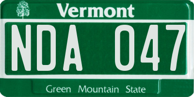 VT license plate NDA047