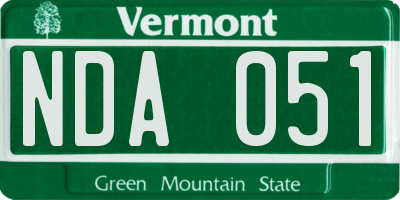 VT license plate NDA051