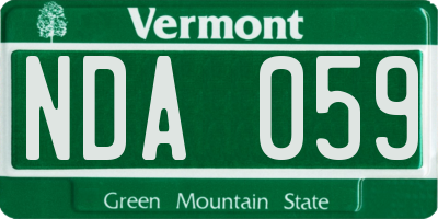 VT license plate NDA059