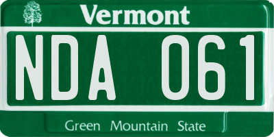 VT license plate NDA061