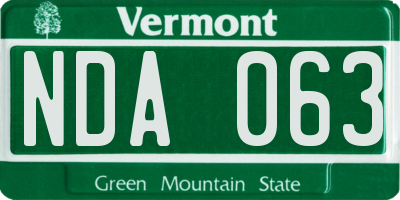VT license plate NDA063