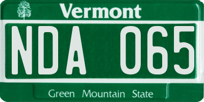 VT license plate NDA065