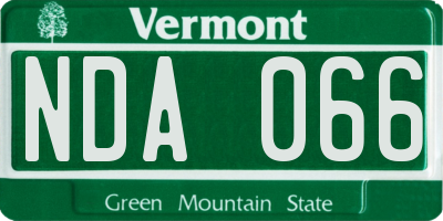 VT license plate NDA066