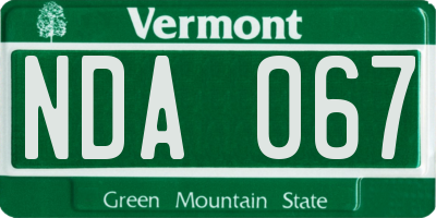 VT license plate NDA067