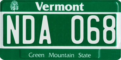 VT license plate NDA068