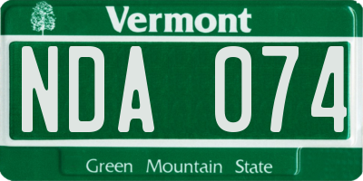 VT license plate NDA074