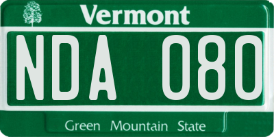 VT license plate NDA080