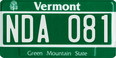 VT license plate NDA081