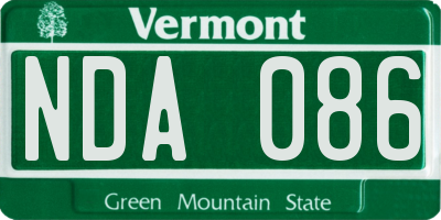 VT license plate NDA086