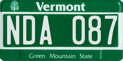 VT license plate NDA087