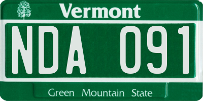 VT license plate NDA091