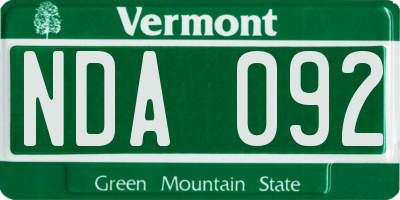VT license plate NDA092