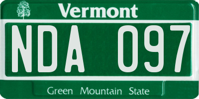 VT license plate NDA097
