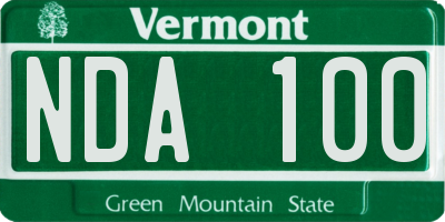 VT license plate NDA100