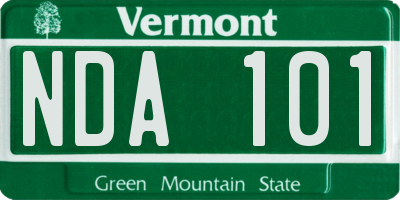 VT license plate NDA101