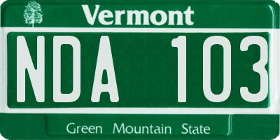 VT license plate NDA103