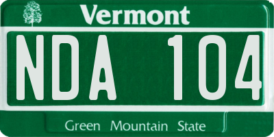 VT license plate NDA104