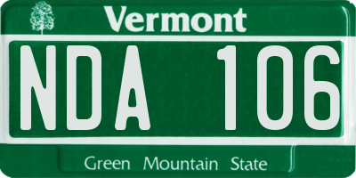 VT license plate NDA106