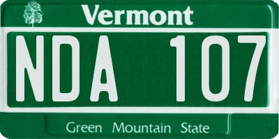 VT license plate NDA107