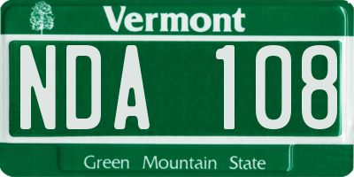 VT license plate NDA108