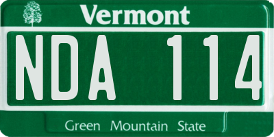VT license plate NDA114