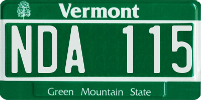 VT license plate NDA115
