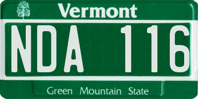 VT license plate NDA116