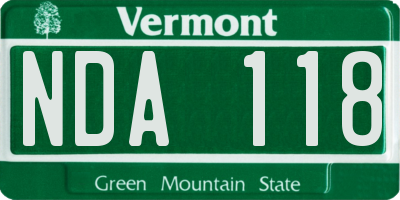 VT license plate NDA118