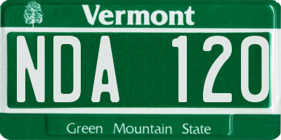 VT license plate NDA120