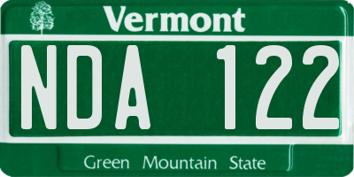 VT license plate NDA122