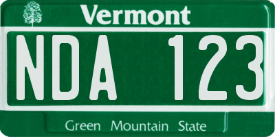 VT license plate NDA123