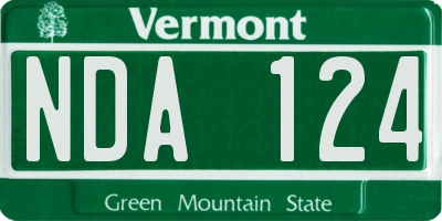 VT license plate NDA124