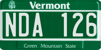 VT license plate NDA126