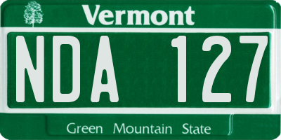 VT license plate NDA127