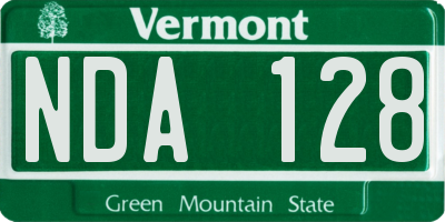 VT license plate NDA128