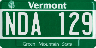 VT license plate NDA129