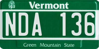 VT license plate NDA136