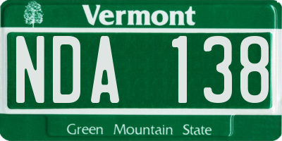 VT license plate NDA138