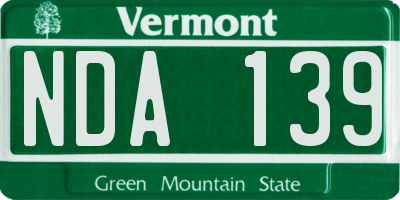 VT license plate NDA139