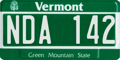 VT license plate NDA142