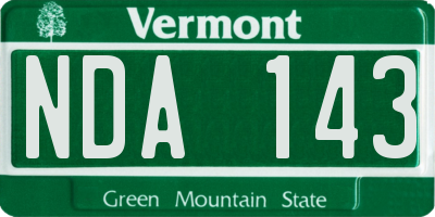 VT license plate NDA143