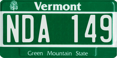 VT license plate NDA149