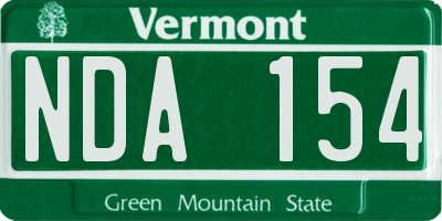 VT license plate NDA154
