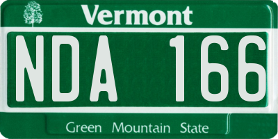 VT license plate NDA166