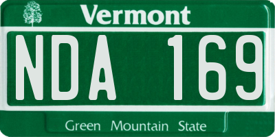 VT license plate NDA169