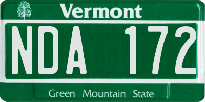 VT license plate NDA172
