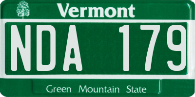 VT license plate NDA179