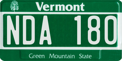 VT license plate NDA180